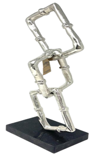 Escultura Moderna de Eslabones de Bronce, Estatua de Metal con Triángulos Verticales en Forma de Bambú, Objeto de Arte Abstracto sobre Base de Mármol, Decoración para el Hogar - Product Image 5