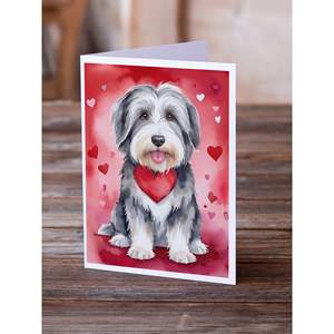 Lunatique A7 taille 5x7 cartes vierges Bearded Collie My Valentine cartes de voeux paquet de 8 avec enveloppes - Product Image 2