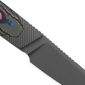 Couteaux pliants de collection d'Halloween avec lame noire texturée, poignée violette, motif décoratif visage de citrouille et chauve-souris - Product Image 6