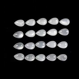 Piedra lunar blanca Natural de 5mm x 8mm, cabujón de pera plano, piedra preciosa suelta, joyería hecha a mano, piedra impresionante de Alibaba Gemstone - Product Image 2