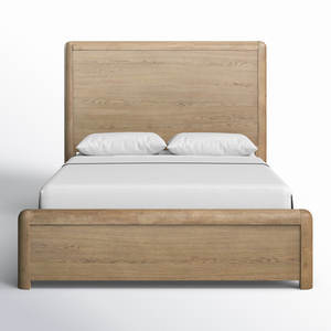 Muebles de dormitorio Queen, cama con panel de madera natural - Product Image 1