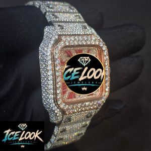 Iced Mechanical Watch Square Dial Crystal Inlay <b>Bracelet</b> Wristwatch Luxury Fashion Jewelry - Product Image 3