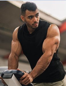 Custom <b>Sleeveless</b> <b>Hoodie</b> Wholesale Men Muscle <b>Hoodie</b> Pullover Kangaroo Pocket Drawstring Gym Workout Streetwear Blank OEM - Product Image 5