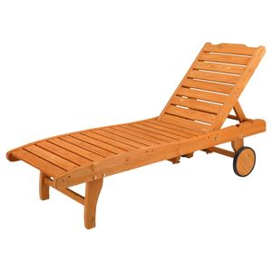 Lettino prendisole da giardino in legno di abete 183*58*36.5cm con ruote e cassetti, regolazione a due velocità, colore Burlywood - Product Image 4