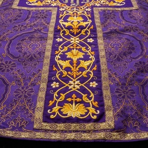 Banderola procesional de terciopelo personalizada con bordado de hilo dorado para iglesia, artículos litúrgicos religiosos católicos, servicio OEM de China - Product Image 3