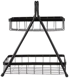 Cesta de Frutas Metálica de Dos Niveles, Estante de Almacenamiento Vertical para Cocina, Diseño Moderno, Apilable, Soporte de Alambre para Alimentos - Product Image 5