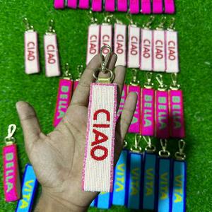 Handcrafted Beaded Keychain Ciao Lettering Embroidery Key <b>Ring</b> Fashion Purse Bag Charm Accessory Car Hanging Pendant Gift Custom - Product Image 6