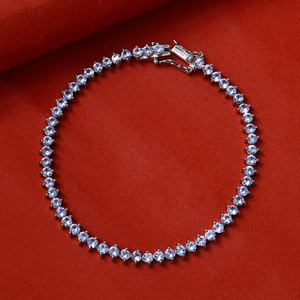 Silver Tanzanite Tennis <b>Bracelet</b> Round Shape 925 Sterling Silver For Classic Style Women Gift Luxury Third Party Certified Her - Product Image 3