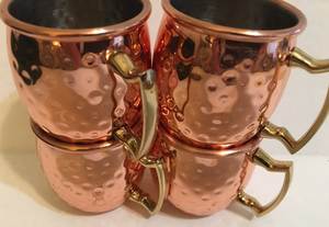<b>Copper</b> hammered cocktail mug set for elegant festive <b>tables</b> hammered finish metal cups durable reusable serving mugs - Product Image 6