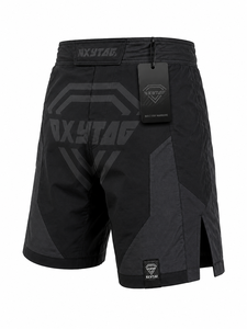 Shorts d'arts martiaux mixtes OXYTAG pour hommes, noir, imprimé par sublimation, séchage rapide, coupe classique, vêtements MMA pour adultes, prix de gros, OEM - Product Image 3