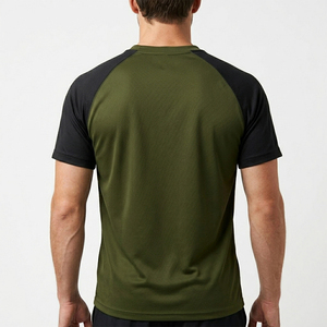 Men's Olive Green <b>Raglan</b> Sleeve T-Shirt O-Neck Oversized Casual Knitted Solid Color Quick Dry Short Sleeve Digital Printing <b>Top</b> - Product Image 3