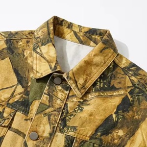 Men's Denim Windbreaker Safari <b>Jacket</b> Belt Closure Tree <b>Camo</b> Pattern Custom Printing <b>Waterproof</b> Breathable Outdoor Hunting - Product Image 3