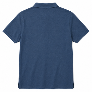 เสื้อโปโลผู้ชายสีน้ำเงิน ผ้าฝ้าย สวมใส่สบาย ขายส่ง แขนสั้น ทรงปกติ สีพื้น ระบายอากาศได้ดี ดีไซน์แบบถัก - Product Image 2