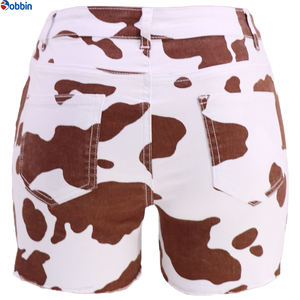 Shorts de Mezclilla para Mujer, Verano, a la Moda, con Estampado de Vaca, Shorts de Mezclilla con Estampado Animal, Transpirables - Product Image 6