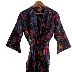 Fabrikant En Groothandel Indian Handgemaakte Kantha Kimono Strand Jurk Katoen Vest Strand Kimono Kaftan