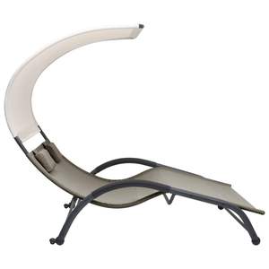 Chaise longue double en acier et textilène taupe, élégante et confortable - Product Image 3