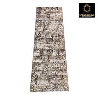 Tapis rectangulaire abstrait à motif couronne, moderne, à poils moyens, en polypropylène, antidérapant, avec support en jute, motif médaillon, fabriqué à la machine, lavable
