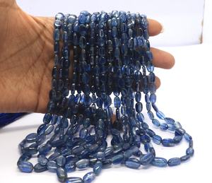 ลูกปัดคิยาไนต์ทรงรีเรียบขนาด 5x7-7x9 มม. ลูกปัดพลอยคิยาไนต์ 17 นิ้ว ลูกปัดคิยาไนต์ทรงรีธรรมชาติ ลูกปัดคิยาไนต์สีน้ำเงิน - Product Image 1