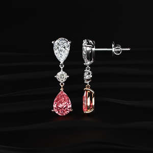 Boucles d'oreilles pendantes de luxe en moissanite de qualité supérieure, forme poire et ronde, avec halo, couleur rose incolore VVS, faites à la main, pour mariée, mariage, cadeau d'anniversaire, nouveauté - Product Image 5