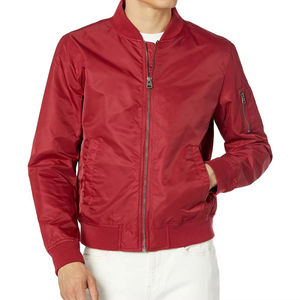 Chaqueta de Invierno Ligera al por Mayor para Hombre, Chaqueta Bomber Roja con Logotipo Personalizado OEM, Chaqueta Bomber de Poliéster de Alta Calidad para Hombre - Product Image 1