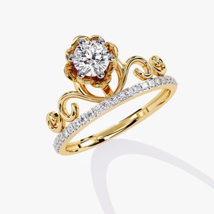 Anillo de Diamantes con Corona Floral, Elegante y Brillante, Inspirado en Flores, Joyería de Estilo Real, Anillo de Cóctel, Regalo para Ella - Product Image 1