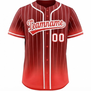 Maillot de baseball personnalisé à rayures fines, unisexe, en polyester, avec nom et numéro d'équipe, col en V, boutonné, uniforme sportif, maillot de softball - Product Image 1