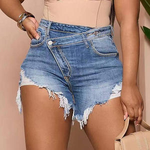 Nuevos shorts de mezclilla casuales de verano transpirables y ecológicos de cintura media con botones deshilachados, estilo sexy y holgado para streetwear. - Product Image 3