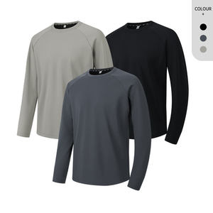 Mens Competitor Moisture Wicking Long Sleeve Crewneck T-Shirt - <b>White</b> Cotton Polyester Full Sleeve <b>Tee</b> T Shirts - Product Image 1