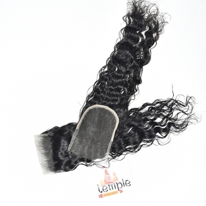 ผมแท้จากอินเดียแบบ Temple 4x4 HD Closure Remy Virgin  ถักด้วยเครื่องจักรแบบ Double Weft สีดำ - Product Image 5