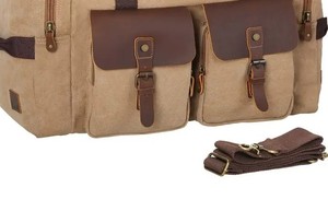 Large Capacity Light Weight Durable Foldable Leather Canvas Duffel Bag Adjustable Strap Customizable High Quality Unisex Travel - Product Image 4