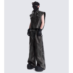 Customizable Black Leather Pants Real Leather Custom Logo Design Daily Use Stacked or Straight Pattern - Product Image 5