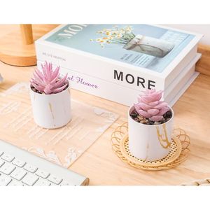 Lot de 2 plantes succulentes artificielles roses pour la décoration de la maison et du bureau, accessoires de bureau, verdure pour la maison et le bureau - Product Image 4