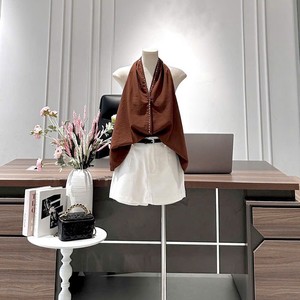 Conjunto de Dos Piezas para Mujer OEM ODM, Blusa Halter de Corte Regular y Minifalda, Bordado Sólido, 100% Algodón, para Moda Urbana - Product Image 1