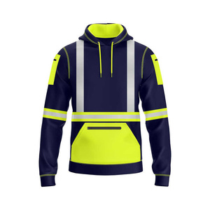 Veste polaire réfléchissante à capuche pour homme, style vêtement de travail, haute visibilité, sweat-shirt de sécurité avec poches, pour l'automne - Product Image 1