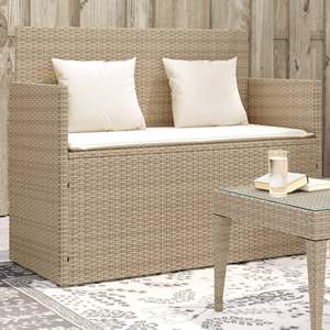 Banc de jardin standard en polyrotin beige et acier, collection de bancs de patio - Product Image 1