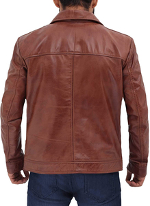 CLASSIC INVENTORS Veste de moto d'hiver pour homme en cuir véritable noir, imperméable, respirante, coupe-vent, col montant, manches régulières - Product Image 4