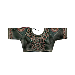 Blusa verde exclusiva de diseñador más a la moda, lista para usar, Ropa Étnica, bordado nupcial pesado, trabajo hecho a mano, secuencia de trabajo, Ropa Étnica - Product Image 1