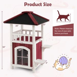Cuccia per Gatti in Legno Massello 86 cm Rettangolare per Interni/Esterni, Arredamento per Animali Domestici Stile Classico Retrò per Razze Grandi, Stagioni Invernali e Autunnali - Product Image 4