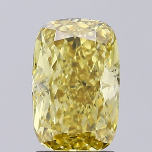 Brillante y elegante pieza de joyería fina de lujo, diamante cultivado en laboratorio de color amarillo vivo certificado, corte cojín, piedra preciosa suelta radiante. - Product Image 1