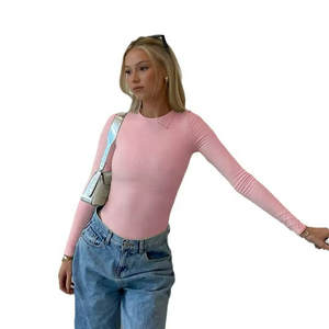 Camiseta Deportiva Básica de Color Sólido con Cintura Elástica para Mujer, Top Corto que Combina con Todo - Product Image 2