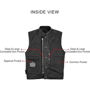 Gilet de motard personnalisé pour homme en cuir de vachette véritable, sans col, avec fermeture éclair discrète, cuir de qualité supérieure - Product Image 6