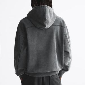 Sweat à capuche Boxy Vintage Wash pour homme, 100% Coton, Coupe Oversize, Épaules Tombantes, Streetwear, Pull épais en Molleton Bouclette Français, Modèle Uni - Product Image 2
