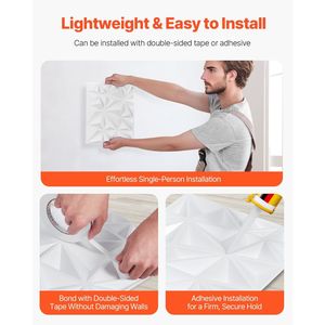 Set da 33 Piastrelle Diamantate in PVC Minimaliste per Arte Moderna, Pannelli Murali 3D 11,81 x 11,81, Copertura 32 Piedi Quadrati per Parete d'Accento per Interni - Product Image 6