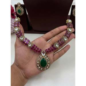 Indian Ethnic Swara Premium Victorian Gold Plated Bridal Necklace & Earring Set for Women - Product Image 3