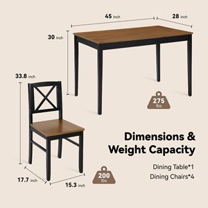 Set da Pranzo in Legno Massello Sostenibile per Casa e Ristorante, Ecologico, Colore Marrone Chiaro con Dettagli in Metallo Nero - Product Image 3