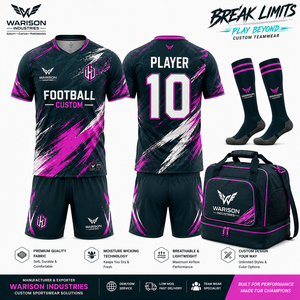 Custom Football Uniform Set Men's Jersey Shorts Socks Bag Sublimation Print Breathable Polyester Teamwear Set - Product Image 2