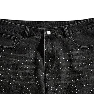 Unisex High Quality Acidwash Denim <b>Shorts</b> Allover Rhinestones Custom Made <b>Jean</b> <b>Shorts</b> for Men Summer Diamond Jorts - Product Image 3