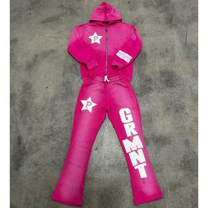 ชุดวอร์มพิมพ์ลายสำหรับผู้ชาย, ชุดเสื้อฮู้ดกันแดดซีดจางขนาดใหญ่พิเศษพิมพ์ลายเฮฟวี่เวทและกางเกงพลุ - Product Image 3