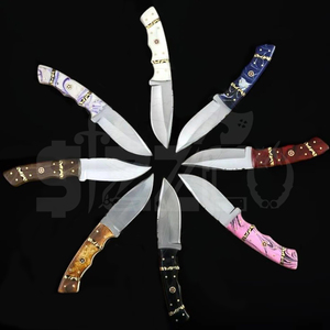 Couteau de chasse artisanal OEM personnalisé en acier D2, lame fixe avec manche en résine, couteau de camping et d'extérieur EDC avec étui en cuir, idéal comme cadeau - Product Image 6