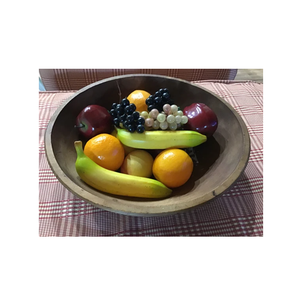Bol à salade et fruits en noyer, design moderne et écologique, style bol à pâte en bois, logo personnalisé, grande taille, couleur noire. - Product Image 1